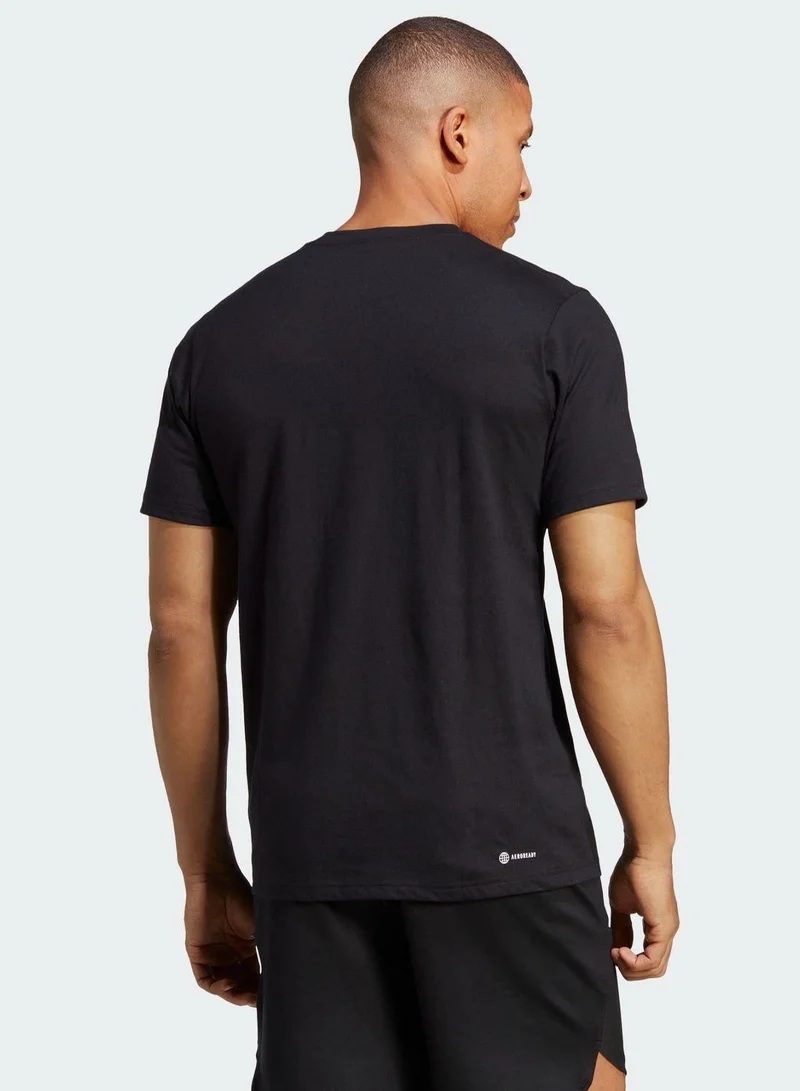 اديداس تيشيرت رجالي أسود برسومات شعار